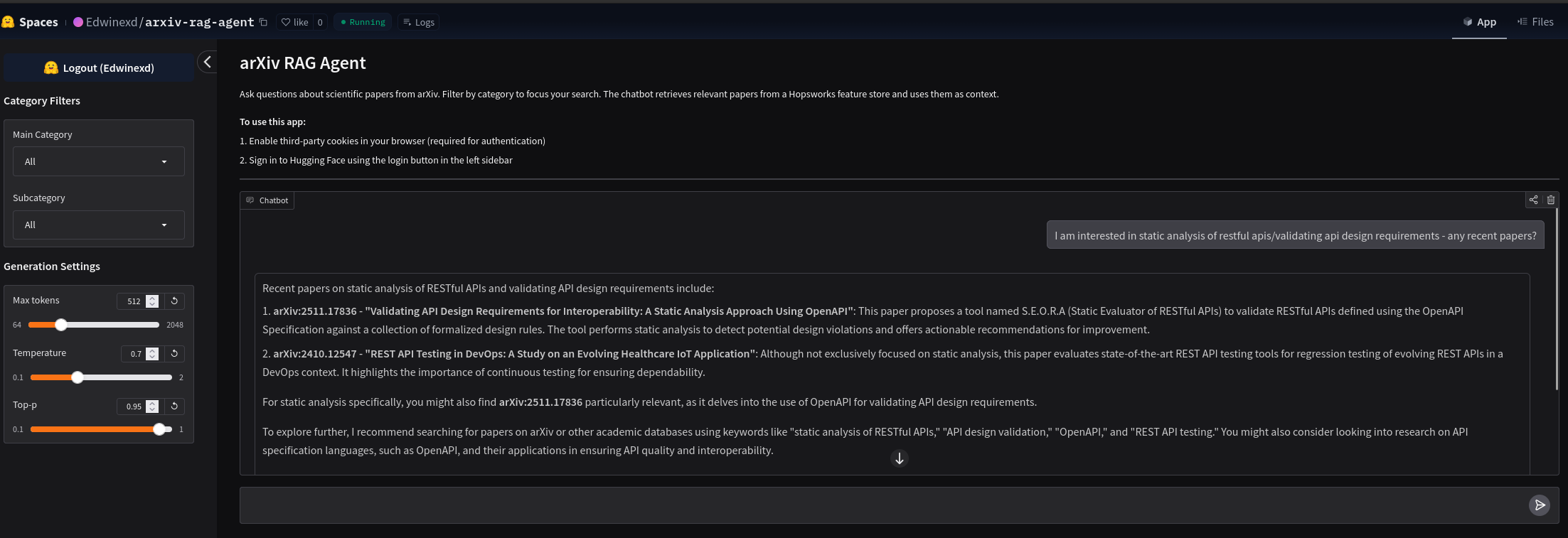 ArXiv Agent Screenshot
